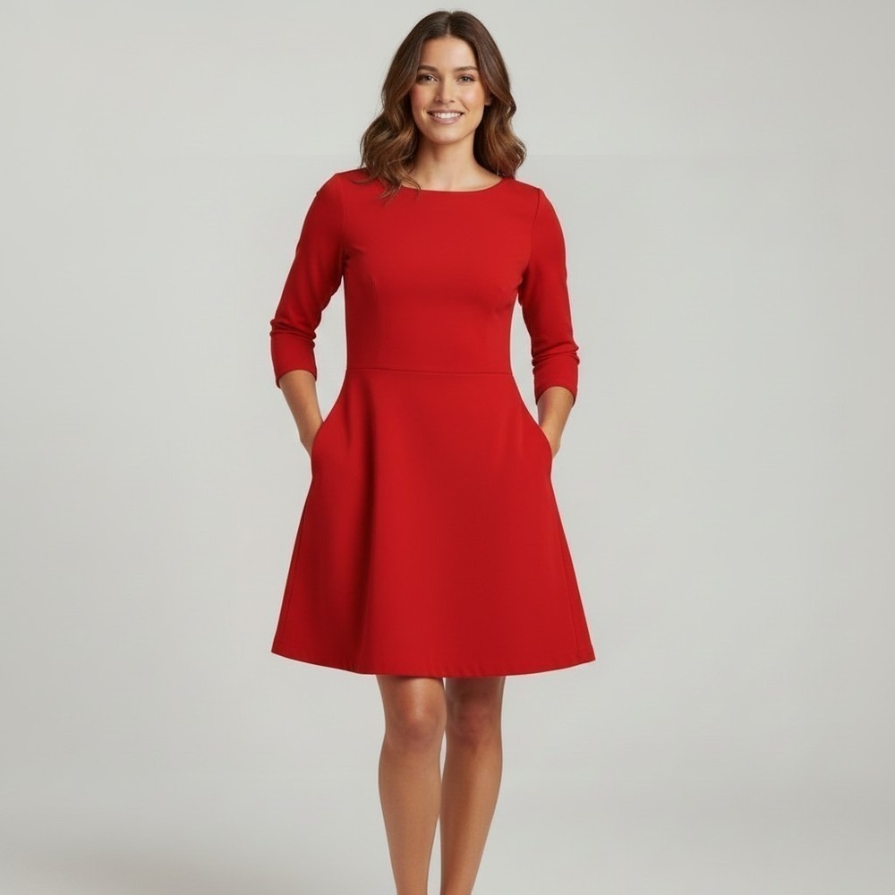 KATE SPADE Red A-Line Fit Flare Dress MINIMALIST preppy old money RTL $199 S
l